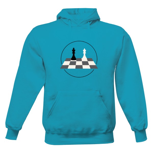 Pánská mikina s kapucí s potiskem Černý král, bílá dáma v kruhu