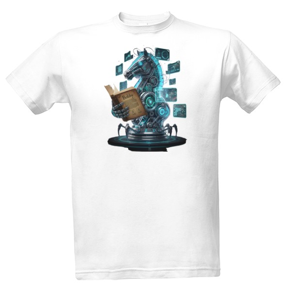 Tričko s potiskem Cyber Knight Studying Bobby