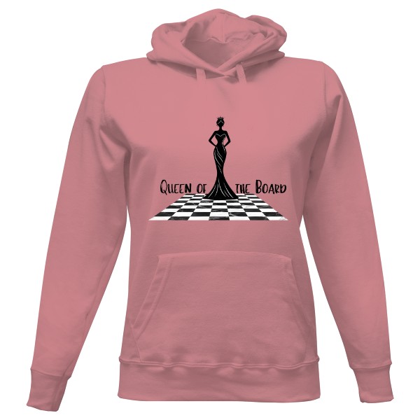 Dámská mikina s kapucí s potiskem Královna šachovnice2