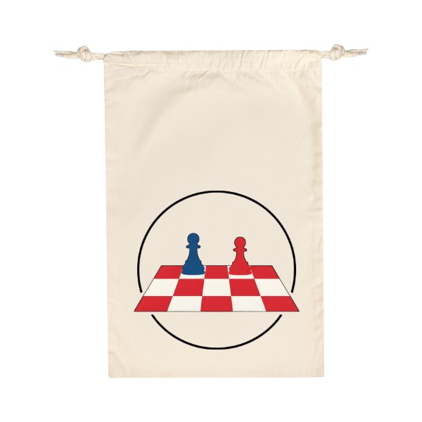 Bavlněný pytlík s potiskem Modrý proti červenému pěšci