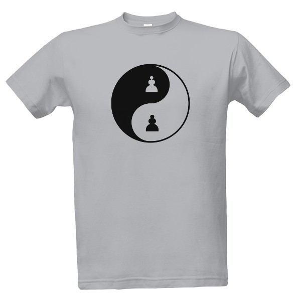 Tričko s potiskem Šachové Jing a Jang