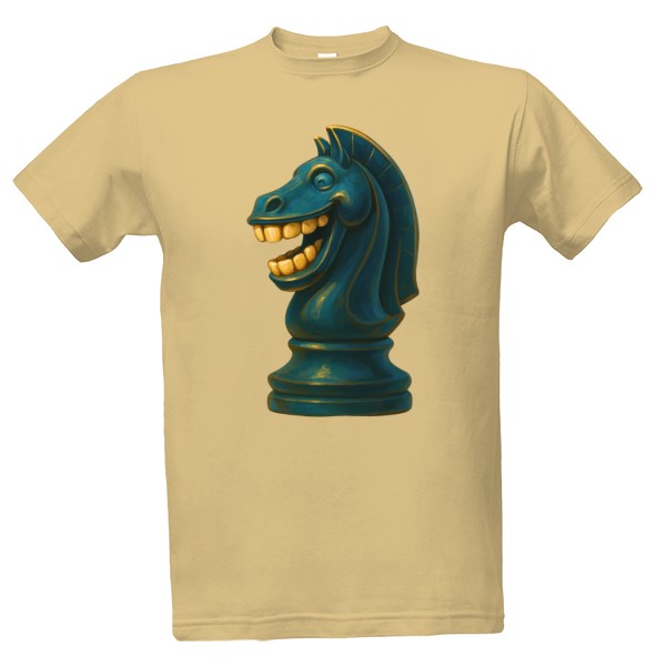 Tričko s potiskem Šachový kůň s úsměvem