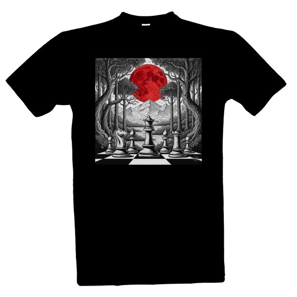 Tričko s potiskem Šachy pod krvavým měsícem